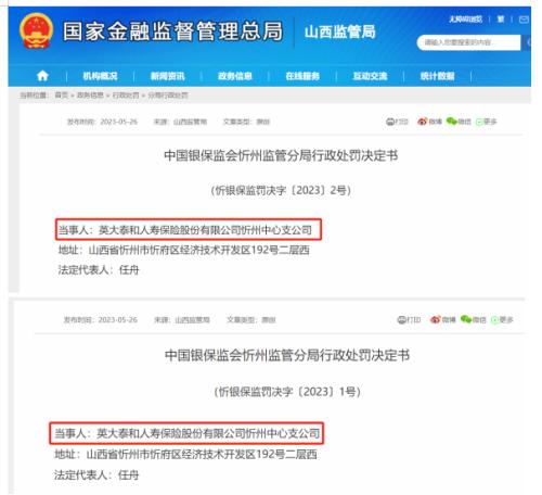  吞下大额罚单！英大泰和人寿发生了什么？ 