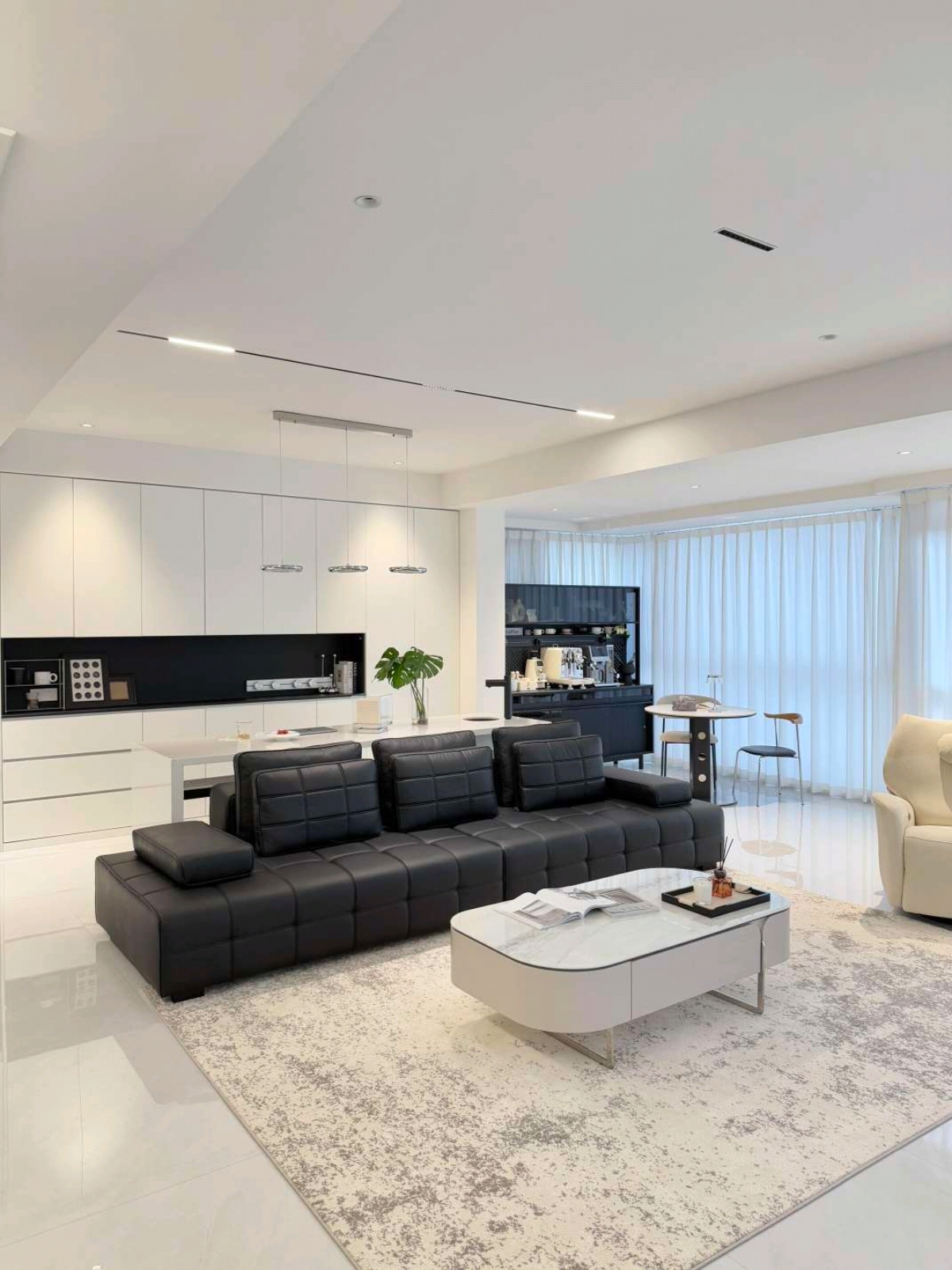 黑白极简客厅，宅家像住艺术展馆～